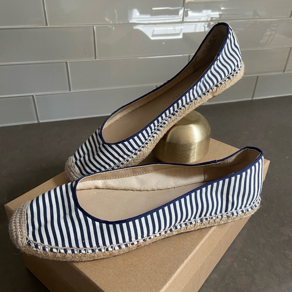 Franco Sarto Blue and White Espadrille Flats